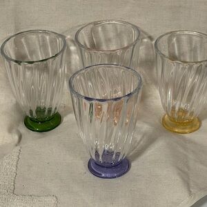 Set of Four Colorful Glasses. Perfect for juices - milk -Sherbet- ice cream Nice